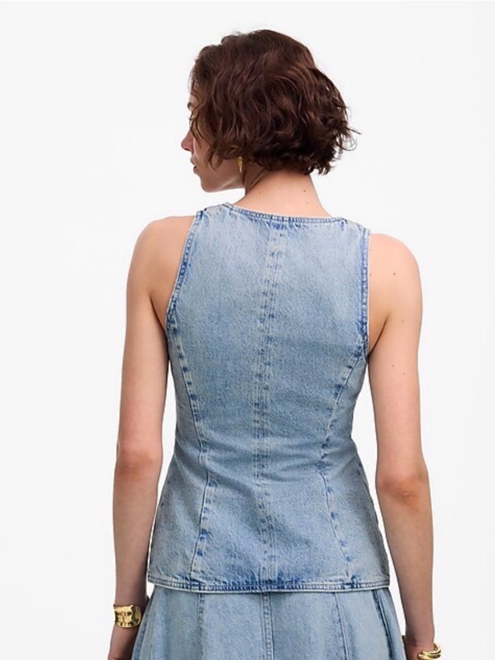 Madewell Light Wash Denim Button-Front Vest - Picture 4 of 9
